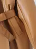 Comercio Exterior Transfronterizo Europeo y Americano Ropa de Mujer Primavera Nueva Chaqueta Corta de Piel Sintética Naranja Estilo Francés Abrigo de Cuero Elegante
