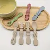 Tenedor y Cuchara de Silicona para Entrenamiento de Bebé Transfronterizos, Cuchara de Silicona de Grado Alimenticio, Cuchara Suave para Papilla de Arroz y Puré de Frutas, Utensilios Suaves para Alimentación Complementaria