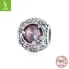 Plata Ziyun nuevo romántico flor de cerezo 925 plata perlas sueltas dulces perlas rosa circón diy accesorios para abalorios BSC456