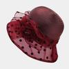 Sombrero de Pescador para Mujer Primavera y Verano para Personas de Mediana Edad y Mayores Sombrero de Cuenca con Flor de Organza Elegante Sombrero de Sol Protector Solar Transpirable Sombrero Fresco para Madre