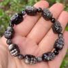 Pulseira Pixiu de Obsidiana Prateada Natural Pulseira de Obsidiana Negra Olho Dourado para Homens e Mulheres Pulseira Pixiu de Olho de Tigre