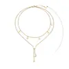 Collar con Colgante Doble Capa de Estrella y Luna Dorada para Mujer, Cadena para Clavícula de Acero Inoxidable de Lujo Ligero, Accesorio de Moda Transfronterizo