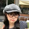 Chapéu Octogonal Feminino Novo Outono e Inverno 2025 Estilo Coreano Grande Circunferência da Cabeça Emagrecimento Facial Boina Outono Inverno Chapéu de Artista Estilo Japonês