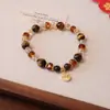 Pulsera de Ágata Roja Natural y Ojo de Tigre con Cuentas de Cristal Tallado, Sensación de Alta Gama, Colgante de Calabaza Despertar del León, Regalo Moderno
