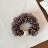 2026 Nuevo Scrunchie de Malla Floral con Perlas Estilo Coreano, Versátil y Elegante, Popular en Redes Sociales, Accesorio para Cola de Caballo en Estilo Chic