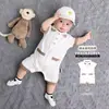 Mameluco de Bebé Verano Delgado de Manga Corta Estilo Británico de Algodón de Media Manga para Niños y Niñas, Elegante Mono de Gateo sin Cierre
