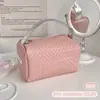 Bolsa de Cosméticos Portátil de Alta Calidad Ins, Bolsa de Viaje Tejida con Sensación de Polvo Plateado, Bolsa de Lavar Portátil Grande para Mujeres
