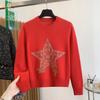 Nanyou Haute Couture 2025 Suéter de Principios de Primavera de Año Nuevo Manga Larga Grande Bordado de Estrella de Cinco Puntas Suéter Top de Cuello Redondo para Mujer