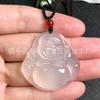 Colgante de calcedonia blanca natural Maitreya, ágata verde, jade rosa, 38 mm, colgante de Buda sonriente, suministro de Buda vivo