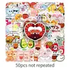 50 pegatinas de pareja de dibujos animados, no infractoras, en pares, para decoración de vacaciones románticas, adecuadas para cuadernos, botellas de agua y papelería