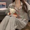 Pijamas das mulheres nova manga comprida verão pode usar terno coreano primavera e outono mulheres estudantes soltas roupas para casa atacado