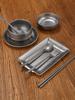 Juego de Vajilla de Acero Inoxidable Estilo Retro Cuencos Coreanos Antiguos para Arroz, Palillos, Cucharas, Platos Rectangulares, Platos para Condimentos, Vasos para Agua