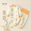 Conjunto de Ropa Interior Térmica para Bebé con Relleno de Algodón, Engrosado para Niñas, Conjunto de Otoño e Invierno de Tops y Pantalones, Ropa de Otoño para Bebé, Conjunto de Otoño para Niños