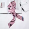 Lenço de Seda Estreito Estilo Europeu e Americano Chique Fita Estampada Lenço Veludo Fino Fashion Retrô Lenço Faixa de Cabelo Feminina Gravata Bolsa
