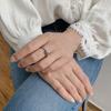 Anillo de plata de ley s925 de Dongdaemun, estilo coreano, elegante, sencillo y combinable, con apertura de cadena y viento.