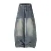 Jeans Casuais Masculinos Novos Outono/Inverno 2026 Estilo Americano Ins High Street Escuros Soltos Corte Reto Jeans Faca Curva