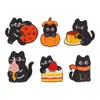 Parche Bordado de Gato Negro de Manzana de Dibujos Animados Autoadhesivo Original Parche DIY Accesorios para Ropa Parche de Tela