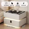 Mesa de Cabeceira Inteligente Simples com Luz Luxo Leve Multifuncional Quarto Carregamento Sem Fio Alto-falante Bluetooth Mesa de Cabeceira