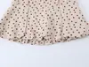 Top de Verano Estilo Europeo y Americano para Mujer, Mezcla de Lino con Lunares, Estilo Globo 2834