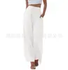 Venta Directa de Fabricante Transfronteriza Otoño Nuevo Pantalones Rectos Sueltos Casuales de Color Sólido para Mujer con Cordón en la Cintura Diseño Simple