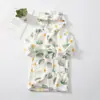 Pijama estampado de franela para niñas ropa de casa niños doble cara polar con capucha bata de baño primavera niños para dormir con bolsillos