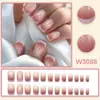 24 Piezas de Uñas Postizas Sencillas Estilo Francés con Degradado, Estilo Corto, Adecuadas para Estudiantes, Efecto Iluminador, Uñas Postizas Removibles