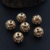Color cobre puro dorado 8/10 mm cuentas huecas flor bola pulsera DIY pulsera accesorios de cuentas