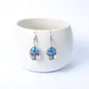 Set de Pendientes de Colgante de Vidrio Ovalados Hechos a Mano DIY Flor de Cerezo Narciso Pendientes de Moda Pendientes Árbol de la Vida