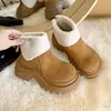 Botas de Nieve Birkenstock de Suela Gruesa para Aumentar la Altura, para Mujeres Menudas, Invierno, Felpa Gruesa Adicional, Tendencia Invierno 2026, Nuevo Estilo, Piel y Piel Integradas