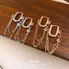 Brincos de corrente com franja oval de zircônia com design moderno, únicos e requintados, brincos versáteis para atacado