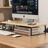 Suporte de elevação para monitor de computador de mesa, suporte de base para armazenamento de mesa de escritório, prateleira de almofada
