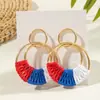 Pendientes de Ratán Tejidos a Mano de Estilo Festivo Europeos y Americanos Combinación de Colores de Verano de Moda Pendientes de Estilo Playa