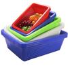 Cesta de Plástico Almacenamiento de Cocina Rectangular Hogar Escurridor de Frutas y Verduras Azul Caja de Distribución de Supermercado Lavado de Verduras Caja Pequeña