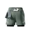 Pantalones Cortos Profesionales para Maratón para Hombre con Bolsillo Trasero en la Cintura para Teléfono, Deporte Específico para Fitness, Largo Tres Cuartos con Forro de Secado Rápido
