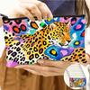 Color Labial Rojo Estampado Leopardo Bolsa de Cosméticos de Gran Capacidad Monedero Grande Bolsa de Almacenamiento para Artículos de Aseo Bolso de Noche para Mujer