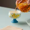 Taza Maestro Cerámica Pintada a Mano con Pie Alto con Diseños de Osmanthus y Koi, Taza de Té Personal con Borde de Flores, Taza Individual para Juego de Té Kung Fu