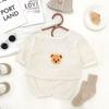 Otoño Coreano Nuevo Conjunto de Dos Piezas para Hombre y Mujer con Estampado de Oso, Mangas Largas, Pantalones, Bebé, Casual, Estilo Occidental, Wafflick