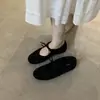 2026 Nuevo Estilo Zapatos de Ballet de Encaje de Cuero Genuino con Lazo Suela Suave Versátiles Zapatos de Tacón Bajo Zapatos Mary Jane para Mujer