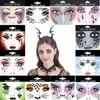 Maquillaje de Fiesta y Vacaciones Europeo y Americano Pegatinas Faciales Autoadhesivas Polvo Brillante Tema Dibujos Animados Halloween Navidad con Pegatinas de Diamantes
