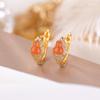 Un Ciervo Plata Esterlina S925 Chapado en Oro Jade Hetian Jaspe Borde Rojo Agua Calabaza Combinable Temperamento Aretes Clip Chinos