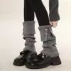 Calcetines Blancos con Botones y Solapa para Otoño e Invierno, Calcetines Slouch Cálidos de Punto Trenzado que Realzan la Forma de la Pierna, Calcetines JK Versátiles para Usar en Capas, Calentadores de Pantorrilla