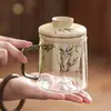 Taza de Oficina de Cristal de Bambú Verde Esmeralda Pintada a Mano de Fábrica Taza de Té Taza para Beber con Tapa Taza