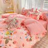 Juego de cama de cuatro piezas de color sólido estilo Ins Sábana para cama de estudiante Juego de edredón de tres piezas Individual Dormitorio Doble Shihuai
