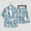 Hawaii Seaside Beach Holiday terno masculino solto plus size casal moda marca camisa de manga curta casual conjunto de duas peças