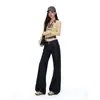 Nuevos jeans de verano de pierna ancha rectos de tiro bajo, holgados, estilo retro americano, color azul oscuro, para mujer