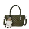 Bolsa Feminina Tecida Patchwork Fashion 2026 Verão Nova Moda Bolsa de Mão Única Ombro Bolsa de Balde Texturizada Tendência Transversal