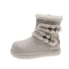 Super bonitas botas de neve Birkenstock com sola grossa, que aumentam a altura, versáteis, forradas com fleece, espessadas, de cano médio para a panturrilha, novo estilo feminino, sapatos de algodão quentes de inverno