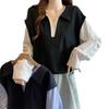 Camisa Listrada Feminina Plus Size 2026 Novo Design Estilo Coreano para Início de Outono, Top Solto e Versátil Falso Duas Peças A6694
