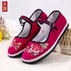Estilo primavera sola de borracha fivela colorida bordada tecido multicamadas sapatos de pano femininos Old Beijing online sapatos de mãe fundo plano abertura rasa