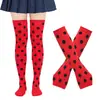 Disfraz de guantes de mariquita para niños transfronterizo, guantes de mariquita, calcetines, calcetines largos de lunares para niños, accesorios de insecto cosplay